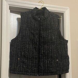 Torrid Black and White Tweed Vest